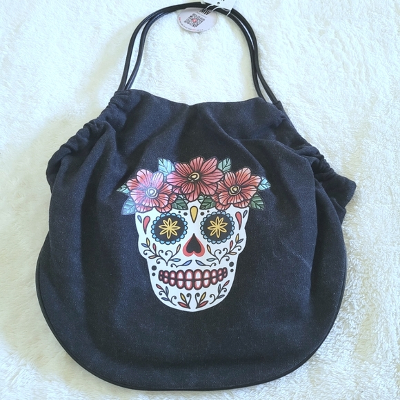 MW {Most Wanted} Canvas Floral💐 Skull💀 Shoulder Bag👜 - NWT - Picture 7 of 16
